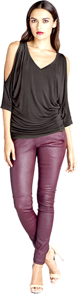 Leather Purple Woman Trousers